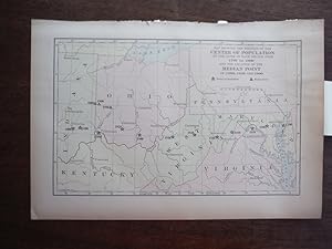 Image du vendeur pour Universal Cyclopaedia and Atlas Map Showing the Position of the Center of Population at the close of each Decade from 1790 to 1900 and the Location of the Median Point in 1880, 1890 and 1900- Original (1902) mis en vente par Imperial Books and Collectibles