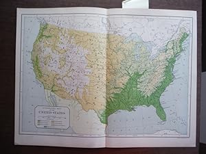 Image du vendeur pour Universal Cyclopaedia and Atlas Hypsometric Map of the United States- Original (1902) mis en vente par Imperial Books and Collectibles