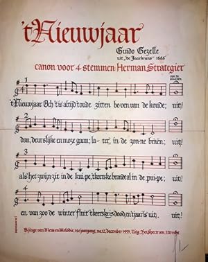 Bild des Verkufers fr t Nieuwjaar. Canon voor 4 stemmen. Guido Gezelle uit de Jaarkrans 1885 zum Verkauf von Paul van Kuik Antiquarian Music