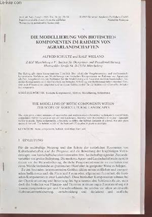 Bild des Verkufers fr Tir  part : Arch. fr Nat. -Lands Vol.34 : Die modellierung von biotischen komponenten im rahmen von agrarlandschaften zum Verkauf von Le-Livre