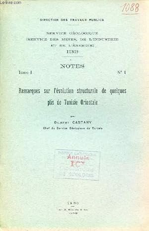 Seller image for Remarques sur l'volution structurale de quelques plis de Tunisie Orientale - Extrait service gologique (service des mines de l'industrie et de l'nergie) Tunis notes tome 1 n1. for sale by Le-Livre