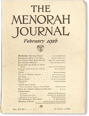 The Menorah Journal, Vol. XII, no. 1, February, 1926