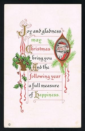 Christmas Greetings Embossed Postcard - Father Christmas Santa