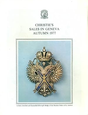 Bild des Verkufers fr Sales in Geneva Autumn 1977. Fine watches and clocks. Katalog zur Ausstellung vvom 4.November bis 7.November 1977. zum Verkauf von Online-Buchversand  Die Eule