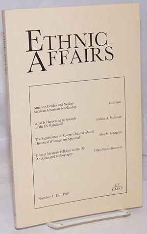 Imagen del vendedor de Ethnic Affairs: Number 1, Fall 1987 a la venta por Bolerium Books Inc.