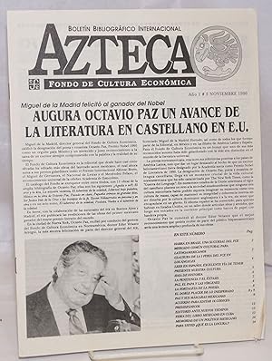 Bild des Verkufers fr Azteca: Boletn Bibliogrfico Internacional; Ao 1 #5 Noviembre 1990 zum Verkauf von Bolerium Books Inc.