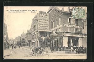 Carte postale Garches, Restaurant de la Station, Boulevard de la Station et Avenue de Saint-Cloud