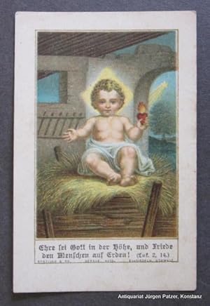 Immagine del venditore per in Beuren a.d. Aach". Farbig lithographiertes Andachtsbild (Das Jesuskind in der Krippe) mit rckseitigem Drucktext. Format 9,5 : 6 cm. Druck: Benziger, Einsiedeln, ca. 1890. venduto da Jrgen Patzer