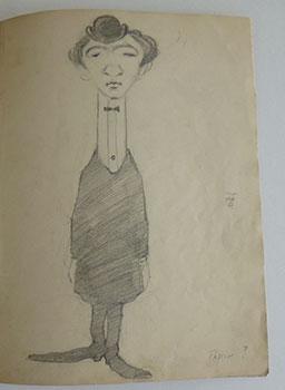 Portrait of a Dandy (Pascin?) . . Original drawing.