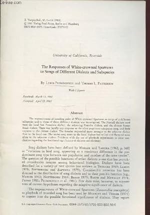 Seller image for Tir  part : Z.Tierpsychol. n57 : The responses of white-crowned sparrows to songs of different dialects and subspecies. for sale by Le-Livre