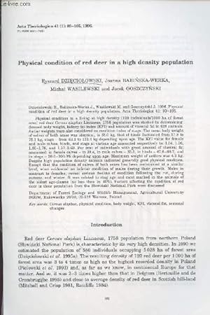 Seller image for Tir  part : Acta Theriologica Vol.41 n1 (1996) : Physical condition of red deer in a high density population. for sale by Le-Livre