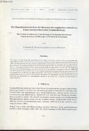 Bild des Verkufers fr Tir  part : Braunschw. Naturk. Schr. Vol.3 n2 : Der heuschreckenanteil an der Biomasse der epigischen wirbellosen fauna nordwestdeutscher Graslandbiotope. zum Verkauf von Le-Livre