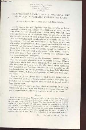 Seller image for Tir  part : The Auk Vol.93 n2 (1976) : The effects of a tall tower on nocturnal bird migration a portable ceilometer study for sale by Le-Livre