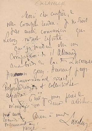 Image du vendeur pour Lettre autographe signe  Arthur Mangin mis en vente par Librairie Trois Plumes