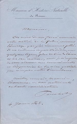 Seller image for Lettre autographe signe  Arthur Mangin for sale by Librairie Trois Plumes