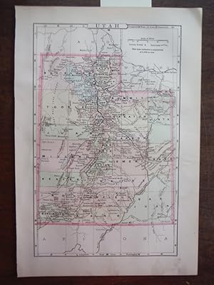 Image du vendeur pour Johnson's Map of Utah - Original (1895) mis en vente par Imperial Books and Collectibles