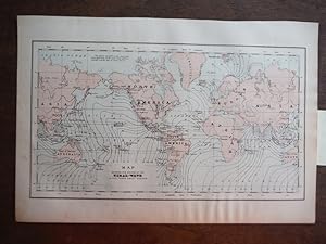 Seller image for Johnson's Map Showing the Course of the Tidal Wave on Three Great Oceans - Original (1895) for sale by Imperial Books and Collectibles