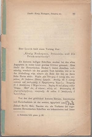 König Nechepsos, Petosiris, und die Triakontaeteris. - Bayerische Akademie der Wissenschaften, Si...