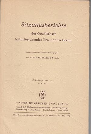 Imagen del vendedor de Sitzungsberichte der Gesellschaft Naturforschender Freunde zu Berlin. (N.F.) Band 7 - Heft 1-3, 1967. a la venta por Antiquariat Carl Wegner