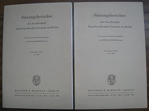 Seller image for Sitzungsberichte der Gesellschaft Naturforschender Freunde zu Berlin. (N. F.) Band 8 - Hefte 1 und 2, 1968. - Aus dem Inhalt: Jahresbericht des Vorstandes / Konrad Herter - ber den Winterschlaf der Sugetiere / Erich Reisinger - Elektronenmikroskopische Strukturforschung und Evolution / Helmut Finkeldey - Die Giftschlangen von Sdwestafrika / Udo Schwertmann - Typische Bden im Raum Berlin (mit 3 Abb.) / Erich Graetz - Studien ber das mittelamerikanische Krallenffchen Oedipomidas spixi ( mit 3 Abb.) / Victor Wendland - Das Naturschutzgebiet Teufelsbruch in Berlin-Spandau. VII. Die Wirbeltiere (mit 1 Abb.) / Karl Cleve - .VIII. Die Klein-Schmetterlingsfauna / Robert Potoni - Indischer Regenwald und Steinkohlenwald. for sale by Antiquariat Carl Wegner