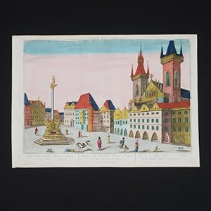 Kupferstich: Ansicht des Altstädter Thein = Platzes und der Kirche in Prag. Veduta della piazza T...