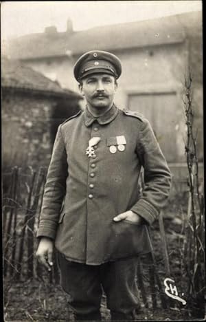 Foto Ansichtskarte / Postkarte Deutscher Soldat im Kaiserreich, Portrait, Militärverdienstkreuz 3...