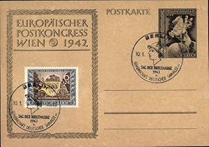 Ganzsache Ansichtskarte / Postkarte Wien, Europäischer Postkongress 1942