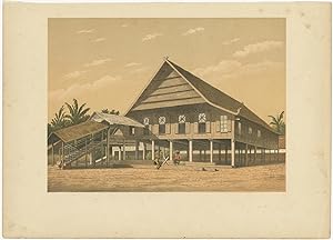 Antique Print of the Palace in Makassar by M.T.H. Perelaer (1888)