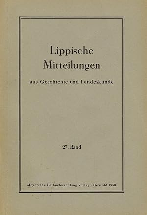 Bild des Verkufers fr Lippische Mitteilungen aus Geschichte und Landeskunde. 27. Band 1958 zum Verkauf von Paderbuch e.Kfm. Inh. Ralf R. Eichmann