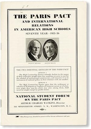 The Paris Pact and International Relations in American High Schools. Seventh Year 1935-36