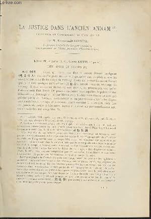 Bild des Verkufers fr La Justice dans l'ancien annam - Livres IV 2e partie des rixes et coups - Extrait du Bulletin de l'Ecole Franaise d'Extrme-Orient 1912. zum Verkauf von Le-Livre