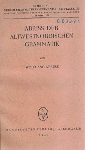 Bild des Verkufers fr Abriss der altwestnordischen Grammatik. zum Verkauf von La Librera, Iberoamerikan. Buchhandlung