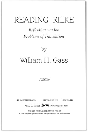 Reading Rilke: Reflections on the Problems of Translation.