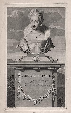 Bild des Verkufers fr Madeleine de France" - Madeleine of Valois (1520-1537) France princess Queen Scotland Knigin Schottland Prinzessin Portrait zum Verkauf von Antiquariat Steffen Vlkel GmbH