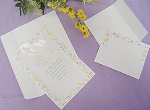 Print Your Own Spring Floral Trimmed Elegant Invitations with Satin Bow- Make.
