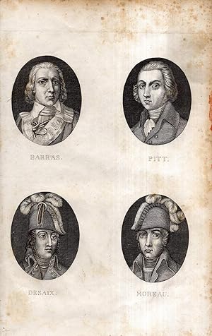 Seller image for Barras, Pitt, Desaix, Moreau. 4 Stahlstich-Portrts auf 1 Blatt. for sale by Antiquariat Dennis R. Plummer