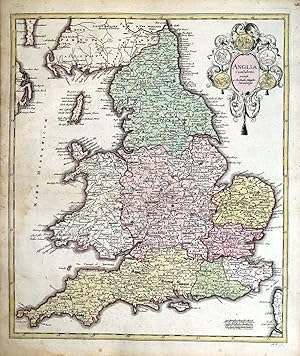 Antique Map ENGLAND, Anglia Cambdeni, Christoph Weigel, Weigelio, original 1718