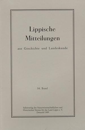 Bild des Verkufers fr Lippische Mitteilungen aus Geschichte und Landeskunde. 58. Band 1989 zum Verkauf von Paderbuch e.Kfm. Inh. Ralf R. Eichmann