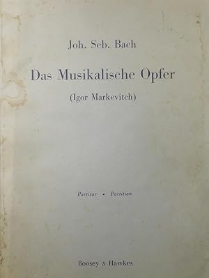 Image du vendeur pour Das Musikalische Opfer (The Musical Offering), Orchestral Version by Igor Markevitch, Full Score mis en vente par Austin Sherlaw-Johnson, Secondhand Music