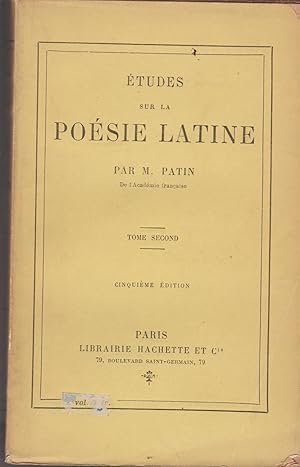 Seller image for ETUDES SUR LA POESIE LATINE ( TOME SECOND) for sale by Librairie l'Aspidistra