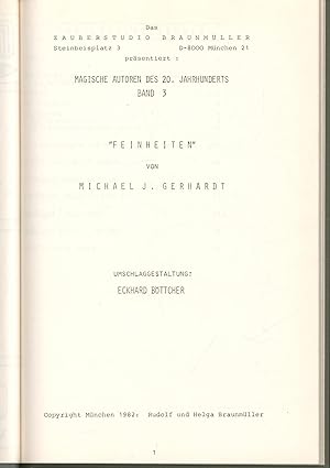 Bild des Verkufers fr Feinheiten von Michael J. Gerhardt;Magische Autoren des 20. Jahrhunderts zum Verkauf von Antiquariat Kastanienhof