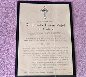 Dª JACINTA DURAN PUJOL DE CODINA, COMERCIAL TIPOGRAFICA 1940 SABADELL