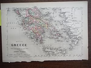 Image du vendeur pour Johnson's Map of Greece - Original (1895) mis en vente par Imperial Books and Collectibles