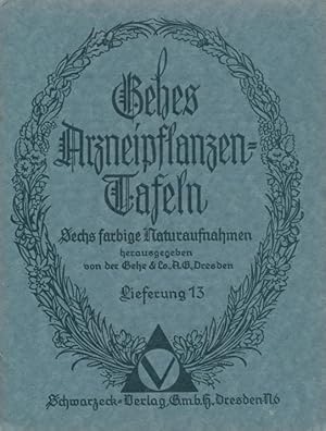 Bild des Verkufers fr Gehes Arzneipflanzen-Tafeln. Lieferung 13. Sechs farbige Naturaufnahmen [in einer Mappe]. zum Verkauf von Tills Bcherwege (U. Saile-Haedicke)