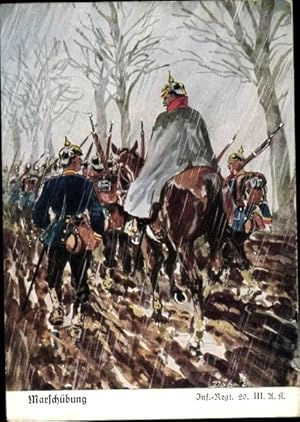 Regiment Künstler Ansichtskarte / Postkarte Döbrich Steglitz, Infanterie Regiment 20, Marschübung