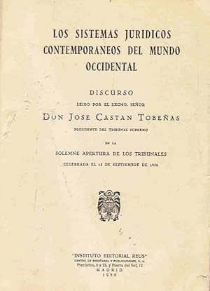 Imagen del vendedor de LOS SISTEMAS JURDICOS CONTEMPORNEOS DEL MUNDO OCCIDENTAL. Discurso a la venta por Librera Torren de Rueda