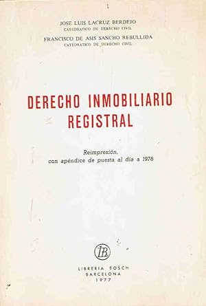 Imagen del vendedor de DERECHO INMOBILIARIO REGISTRAL a la venta por Librera Torren de Rueda