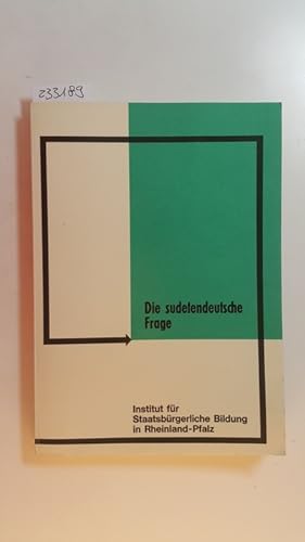 Bild des Verkufers fr Die sudetendeutsche Frage : Entstehung, Entwicklung u. Lsungsversuche; 1918 - 1973; Analysen u. Dokumente zum Verkauf von Gebrauchtbcherlogistik  H.J. Lauterbach