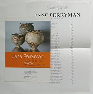 Seller image for Jane Perryman. Contemporary Ceramics, Craft Potters Shop and Gallery, November 13-28 1998. for sale by Roe and Moore