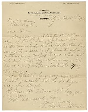 Immagine del venditore per 1926 Autograph Letter Signed by Casey Stengel, Baseball Hall of Famer, from his early managerial career; with five letters from other venduto da Ian Brabner, Rare Americana (ABAA)